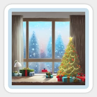 Vintage Christmas Trees For Celebration of Merry Xmas Partying at Home Introverts Sticker